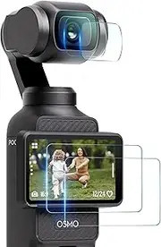 Screen Protector for DJI Osmo Pocket 3 Creator Combo,9H Hardness HD Tempered Glass Film LCD Screen Proctector + Lens Protector for DJI Pocket 3 Accessories [2+2 Pack]
