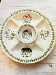 PORTMEIRION Botanic Garden Chip ‘n’ Dip- All in One Serving Platter, NIB