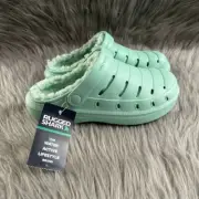 Rugged Shark Lined Clogs Girl Size 2 Mint Blue Slip On Shoes Sandals Lightweight