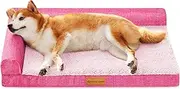 Patas Lague Orthopedic Dog Bed for Large Dogs, Waterproof L Shaped Large Pet Sofa Beds with Removable Washable Cover, Soft Comfortable Pet Couch Mat with Nonskid Bottom, 36''X24'' Pink