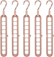 Spendeal 5pcs Space Saving Hangers, Smart Hanger Hooks, Wardrobe Clothes Organiser Space Saver Coat Hangers, Pants Hanger, Trouser Hanger, 360 Degree Rotatable Hook (Beige)