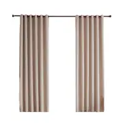 Beige Bedroom Window Curtains Pair of Eyelet Blackout Draperies 2x