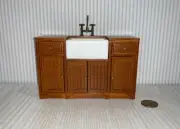 MINIATURE DOLLHOUSE 1:12 SCALE JBM KITCHEN WALNUT SINK - JJ09040WN