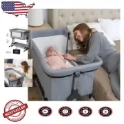 Folding Mesh Bassinet Bedside Sleeper for Newborns - Compact Travel Design