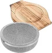ASAKKURA Korean Clay Pot Bibimbap Bowl Stone Pot Serving Bowl 800ml Stone Wooden Tray