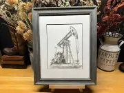 Drawing of a Oil Oilfield Pumpjack Pump Jack Graphite Pencil Art Sketch Picture