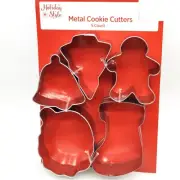 Holiday Style 5pk Christmas Cookie Cutter Metal Tree Bell Ginger Stocking