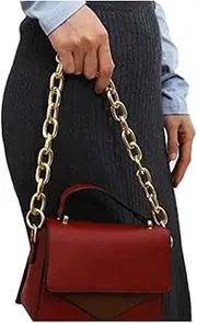 [Wiwpar] Fashionable O Shape Chunky Metal Purse Chains Shoulder Bag Handle Shoulder Straps Replacement for Women's Handbags (Gold)
