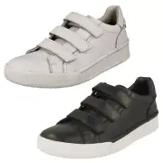 Ladies Clarks Leather Hook & Loop Casual Everyday Trainers Shoes CraftCup Strap