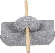 LAPYAPPE 1 Set Traditional Chinese Stone Mill Desktop Stone Rolling Pestle Manual Hand Crank Condiment Mill for Tea Coffee Beans and Spices