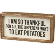 Primitives by Kathy Eat Potatoes Inset Sign, Wooden