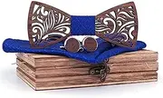 [GerRit] Men's Bow Tie Men's Handmade Solid Wood Bow Tie Set Trend Tie Cufflinks for Party, Business
