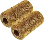 Ipetboom 2 Rolls Metallic Craft String Present Packaging Rope for DIY Holiday Decoration Non Stretch Thread Durable and Practical for Wrapping and Ornaments