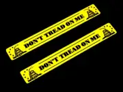 2 DONT TREAD ON ME GADSDEN CULPEPER YELLOW FLAG ALUMINUM EMBLEMS BADGES PAIR SET