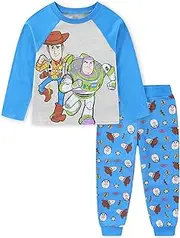 [Disney] Toy Story Boys 2 Piece Long Sleeve Shirt and French Terry Pants Set for Toddler and Big Kids
