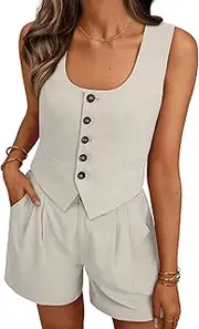 [LILLUSORY] Women Summer Two Piece Vest Short Sets Business Casual Outfits 2025 Trendy Dressy Suit Spring Matching Clothing