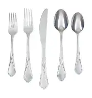 20-Pc Flatware Silverware Set Stainless Steel Forks Spoons Knives Brushed Finish