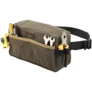 Waxed Canvas Tool Storage Pouch Bag - 16OZ, Adjustable Waist Belt + 1 Zipper