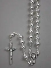 Rosary Beads Silver Plated Metal 5mm