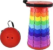 Folding Retractable Stool | Holds 400Lbs Telescoping Portable Stool,Adjustable Height Folding Stool for Adults, Rainbow, Hiking, Gardening, Travel