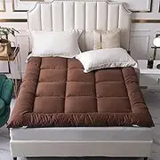 mattress mattress Soft and Portable Japanese Futon Mattress Camping Mattress Folding Roll Up Double Single Floor Mattress Sofa Bed (Color: Camel Size: Que