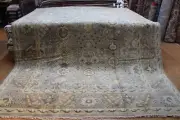 9x12 ft. Handmade Wool Rug Muted Color Beige, Gray, Light Brown, Light Blue