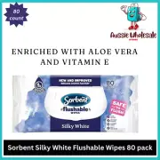Sorbent Silky White Flushable Wipes 80 Pack-Au