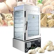 PLAVHA Steamed Bread Buns Food Warmer, Electric Bun Steamer, 5-Layer Frame/Slightly Inclined Design,Temperature Control, 4-sided Visual Glass, Anti-skid, for Steamed Bread, Dumplings,A