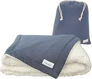 Golden Kocoon® - E.M.F Blanket - Organic Cotton Crepe Muslin & Sherpa Blanket, with Faraday Fabric Inside - 3 Layers -Size 48x59 inch -5 g,Cell Towers,Bluetooth,Smart Meters &WiFi -Golden Cocoon