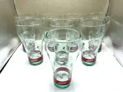 Libbey Lot Of 8 Decorative Coca Cola Christmas Pine Cone Glasses - Excellent