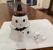 Halloween Ceramic Light Up Ghost Wearing Witch’s Hat NWT