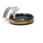 New DAVID YURMAN Men's 6mm Waves Band Ring in Black Titanium and 18K Gold 9