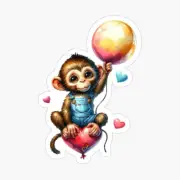 Little Love Monkey Sticker by C Autumn Trapp Original Art 3" x 3"