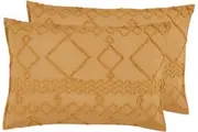 100% Premium Microfibre Tufted Standard Pillowcases - Set of 2 Luxurious Standard Pillow Cover with Elegant Design - Caramel