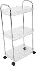 AUTSUPPL Multi Tier Rolling Salon Cart Storage Trolley with Wheels Durable Pet Material for Salon Bathroom Beauty Organization Movable Organizer