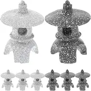 Yardwe 8pcs Mini Statue Resin Lantern Tower Mini Garden Decor Miniature Scene Outdoor/Indoor Decor