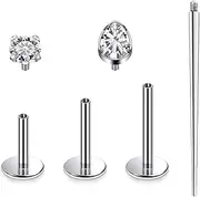 [Ruifan] Titanium Flat Back Lip Rings Internally Threaded Earrings Studs Nose Rings 16G Drop Flower Start Leaf Tragus Cartilage Lobe Rook Helix Conch Labret Medusa Piercing Jewelry for Women Men