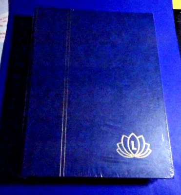 LINDNER STOCK BOOK BLUE HARD COVER 30 WHITE PAGES TWO SIDED 10 STRIPES PER PAGE
