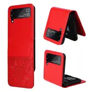 For Samsung Galaxy Z Flip3 5G Leather Phone Case Card Slot Sunflower Imprinted Phone Cover