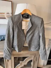 NWT Zadig & Voltaire Vola Silver Deluxe Jacket Open Front Size 38