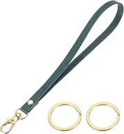 [uxcell] Wristlet Strap PU Leather Keychain Wristlet Lanyard Hand Strap Replacement with 2 Gold Rings, 7 Inch Fit for Wallet Purse Clutch Key (Green)