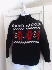 CHAPS Black Holiday Quarter ZIP Pullover Sweater NWT Sz 4 Boys / Toddler $44