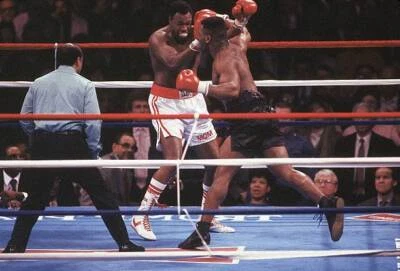 WBC IBF WBA Heavyweight Title Mike Tyson in action vs Larry Holmes- Old Photo