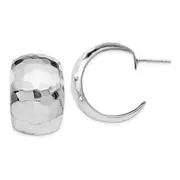Sterling Silver Polished Hammered Post Earrings