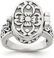 [JewelryWeb] 925 Sterling Silver Polished Photo Locket Pendant Necklace Ring Measures 17.5mm Wide Jewelry Gifts for Women