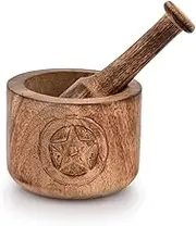 Kaizen Casa Wooden Mortar and Pestle Garlic Masher Hand Grinder Crusher Kitchen Gadgets