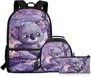 [BYCHECAR] Teen Girls School Backpack Kids Bookbag Set with Lunch Box Pencil Case Travel Laptop Backpack Casual Daypacks, Koala, One Size, Daypack Backpacks