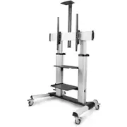 StarTech.com Rolling TV Cart/Stand On Wheels, For 60-100inch Flat Screens and 220lb, Height Adjustable Mobile Trolley Mount/Port