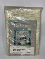 VTG Pair Set (2) Sears Carlisle Light Camel Draperies Curtain Panels 84" Long