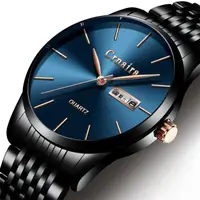 在飛比找樂天市場購物網優惠-新款瑞士防水男士手錶雙日歷商務男錶鋼帶超薄全自動石英錶非機械